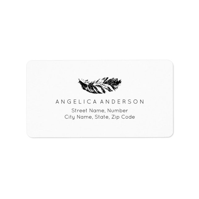 Elegant Feather Custom Address Label (Front)