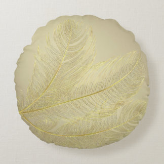 Elegant Feather Design For Luxurious Celebrations Round Pillow