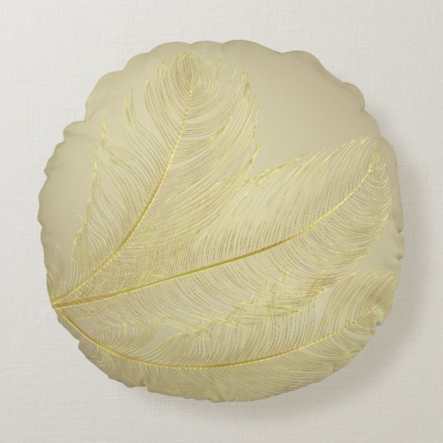 Elegant Feather Design For Luxurious Celebrations Round Pillow (Front)