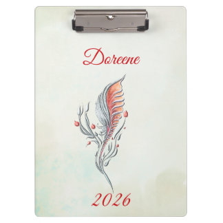 Elegant Feather Floral Watercolour clipboard