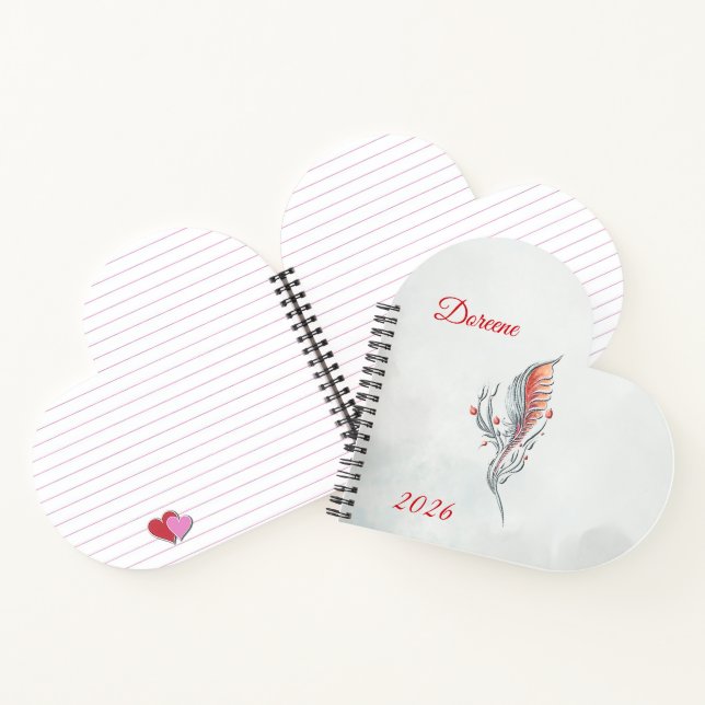 Elegant Feather Floral Watercolour  notebook  (Inside)