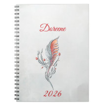 Elegant Feather Floral Watercolour notebook