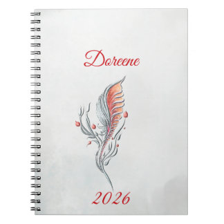 Elegant Feather Floral Watercolour notebook