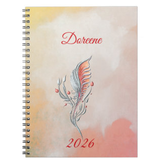 Elegant Feather Floral Watercolour notebook