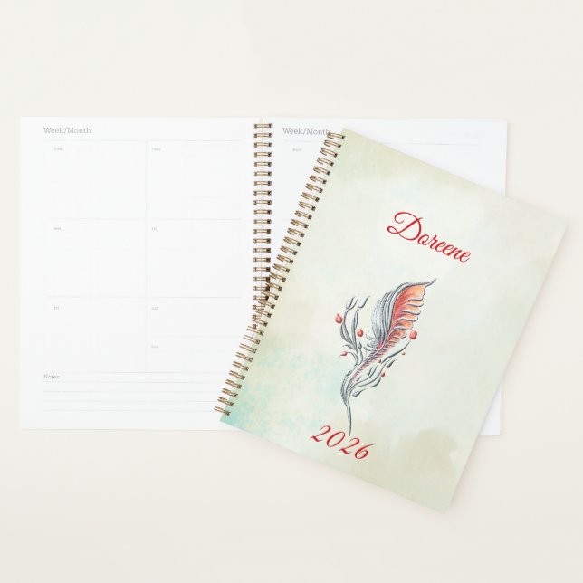 Elegant Feather Floral Watercolour  planner (Display)