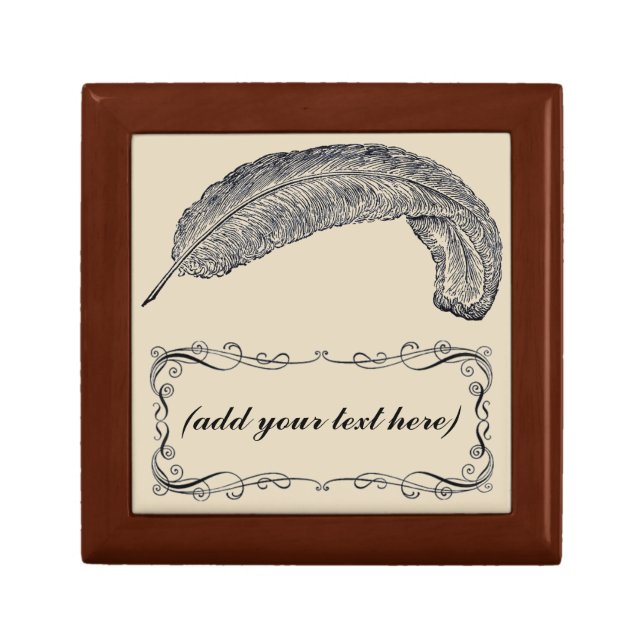 elegant feather personalized keepsake box (Front)