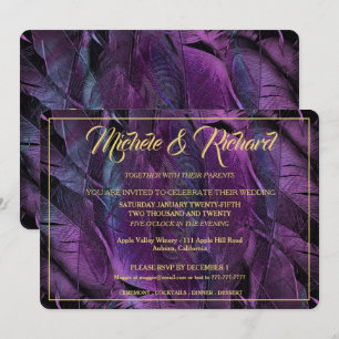 Elegant Feathered Wedding Invitation