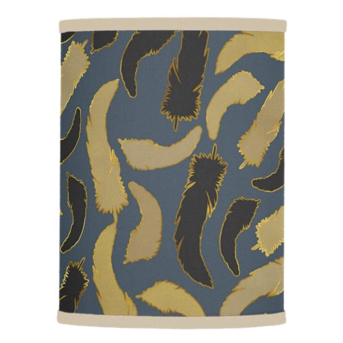 Elegant feathers modern design blue dark grey lamp shade