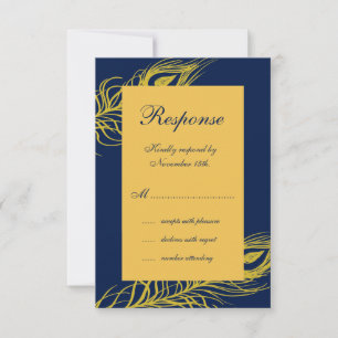 Elegant Feathers on Navy RSVP