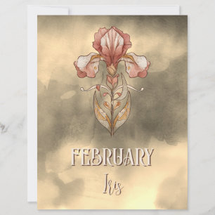 Elegant February Iris Art Nouveau Printable