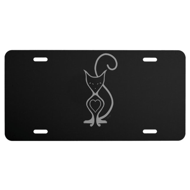 Elegant Feline Cat License Plate (Front)