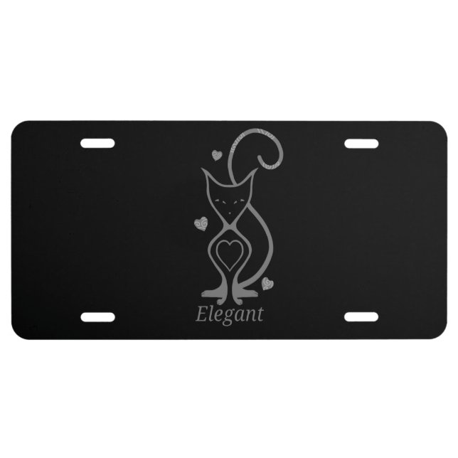 Elegant Feline Cat License Plate (Front)