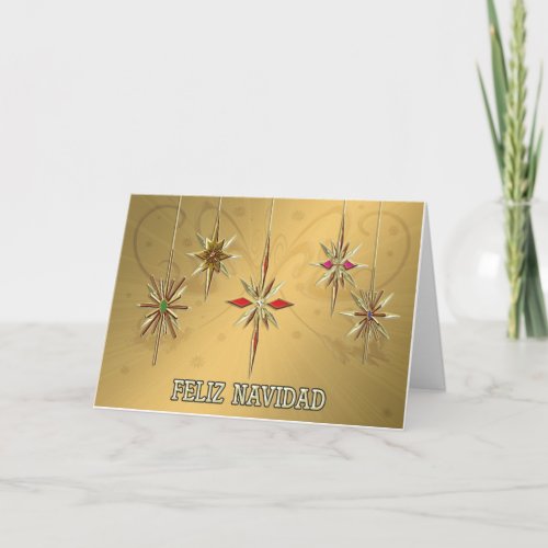 Elegant Feliz Navidad card with ornaments