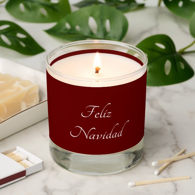 Elegant Feliz Navidad Christmas Red  Scented Candle (Lit)