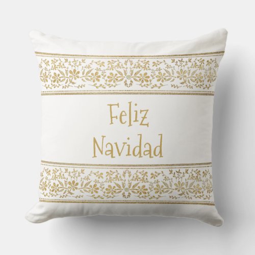 Elegant Feliz Navidad Prospero Ao Nuevo Gold  Throw Pillow