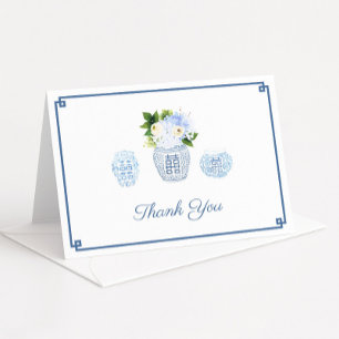 Elegant Female Ginger Jar Hydrangea Personalized Letterpress Thank You Card