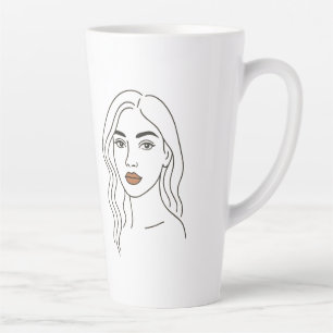 Elegant Female Line Art Portrait – Minimalist Face Latte Mug