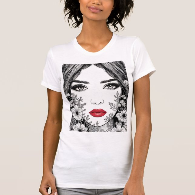 Elegant Female Line Art Portrait – Minimalist Face T-Shirt (Front)