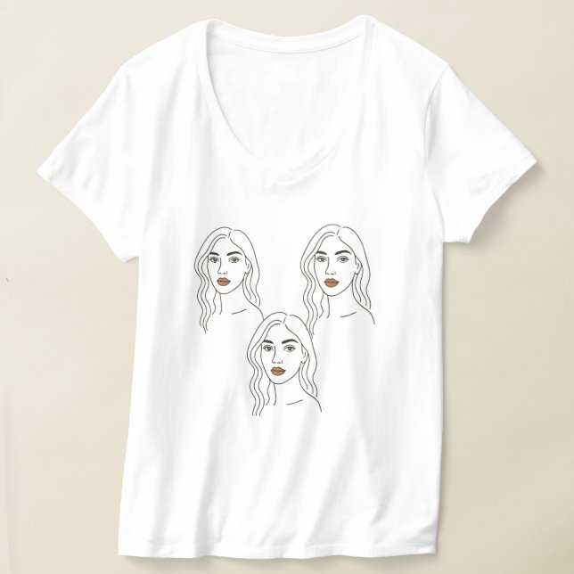 Elegant Female Line Art Portrait – Minimalist Face T-Shirt (Laydown)