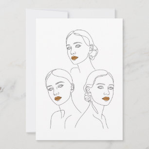 Elegant Female Line Art Trio, Minimalist Female Invitation
