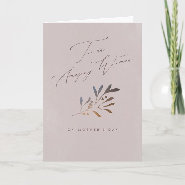 Elegant feminine Amazing Woman Mother's Day Card (Front)