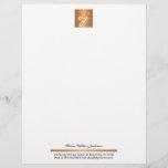 Elegant feminine black white copper gold monogram letterhead<br><div class="desc">Monogrammed luxury feminine faux copper gold metallic geometric white and black trendy modern letterhead. Suitable for beauty salons and spas, hair and fashion stylists and owners, boutique managers, jewelry designers, luxurious products crafters, photographers, cosmetologists, estheticians, beauticians, wedding planners, lifestyle bloggers, or any other independent professionals or women services businesses. Easy...</div>