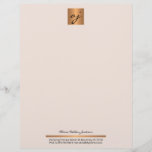 Elegant feminine blush pink copper gold monogram letterhead<br><div class="desc">Monogrammed luxury feminine faux copper gold metallic geometric and blush pink vintage romantic letterhead. Suitable for beauty salons and spas, hair and fashion stylists and owners, boutique managers, jewelry designers, luxurious products crafters, photographers, cosmetologists, estheticians, beauticians, wedding planners, lifestyle bloggers, or any other independent professionals or women services businesses. Easy...</div>