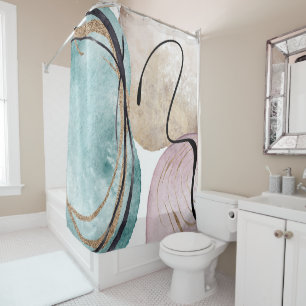 elegant feminine boho pastel stylish shower curtain