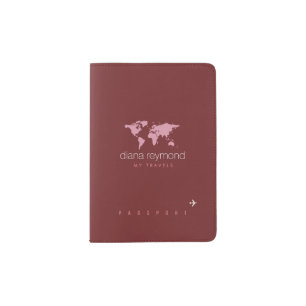elegant feminine burgundy (dark red color) passport holder