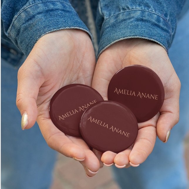 Elegant Feminine Dark Red Typography Name Button (Creator Uploaded)