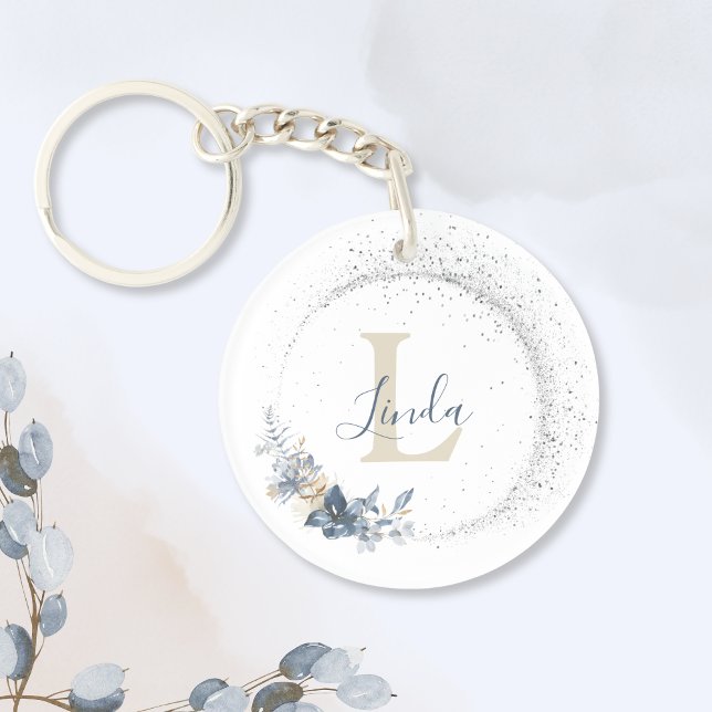 Elegant Feminine Floral Bouquet Monogram Keychain (Creator Uploaded)