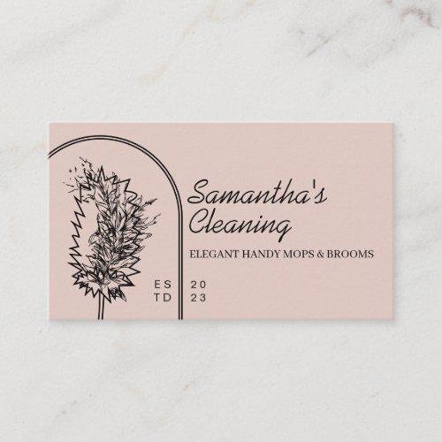 Elegant Feminine Minimal Handy Mop Broom Cleaning Business Card