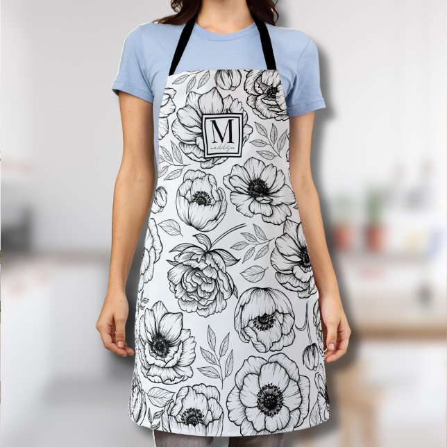 Elegant Feminine Monogram Apron (Elegant Feminine Monogram Apron)