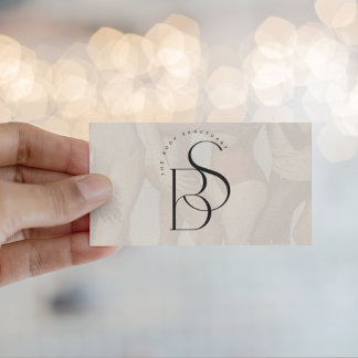 Elegant Feminine Monogram Initial Script Ivory  Business Card