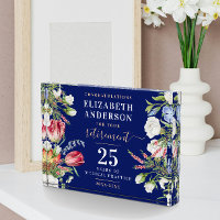 Elegant Feminine Navy Blue Retire Business Floral