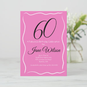 Elegant Feminine Pink 60 and Fabulous Birthday  Invitation