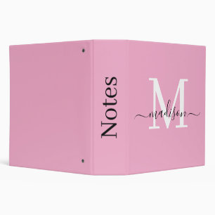Elegant feminine pink personalized script name 3 ring binder