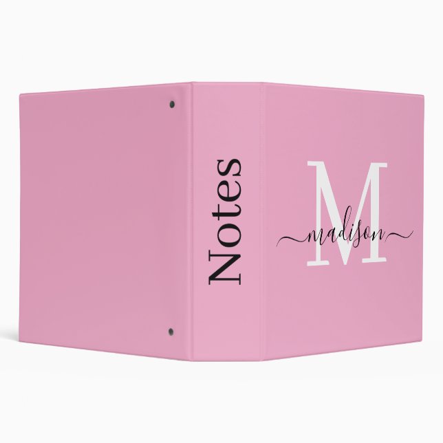Elegant feminine pink personalized script name 3 ring binder (Background)