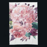 Elegant Feminine Pink Watercolor Floral Kitchen Towel<br><div class="desc">Elegant Feminine Pink Watercolor Floral Hand Towel with pink hydrangeas and lavender plum roses.</div>