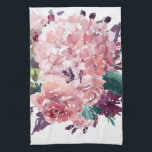 Elegant Feminine Pink Watercolor Floral Kitchen Towel<br><div class="desc">Elegant Feminine Pink Watercolor Floral Hand Towel with pink hydrangeas and lavender plum roses.</div>