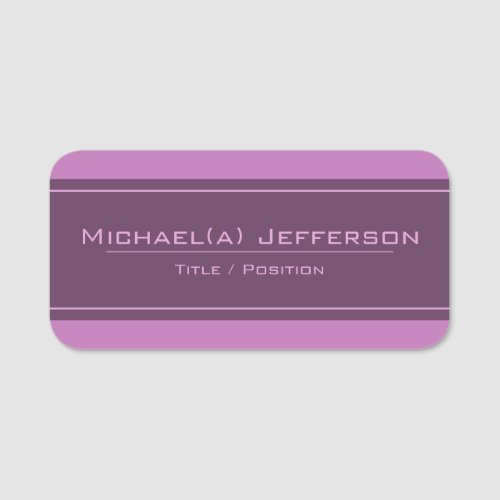 Elegant Feminine Purple And Pink Chic Professional Name Tag