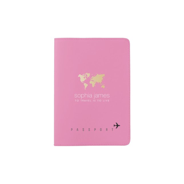 elegant feminine purplish pink passport holder (Front)
