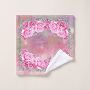 Elegant Feminine Romantic Pink Roses Arrangement Wash Cloth