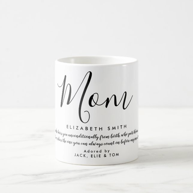 Elegant Feminine Script Mom Quote  Coffee Mug (Center)
