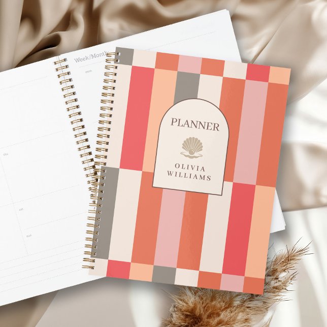Elegant Feminine Stripes Pattern Personalized Planner (Creator Uploaded)