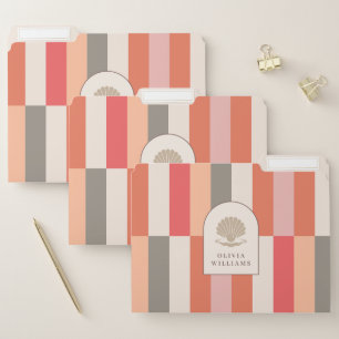 Elegant Feminine Stripes Pattern with Name File Folder