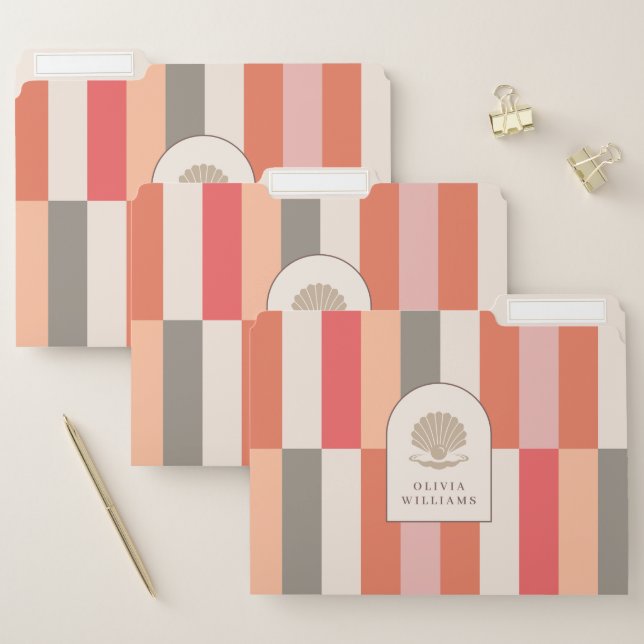 Elegant Feminine Stripes Pattern with Name File Folder (Set)