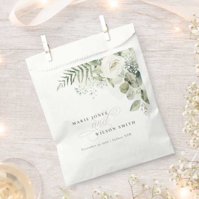 Elegant Fern Eucalyptus Greenery Foliage Wedding Favor Bag (Clipped)