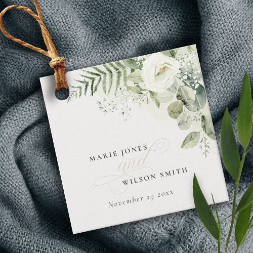 Elegant Fern Eucalyptus Greenery Foliage Wedding Favor Tags