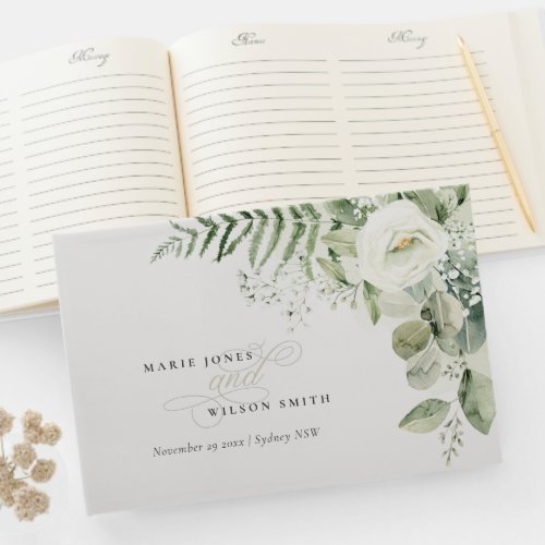 Elegant Fern Eucalyptus Greenery Foliage Wedding Guest Book